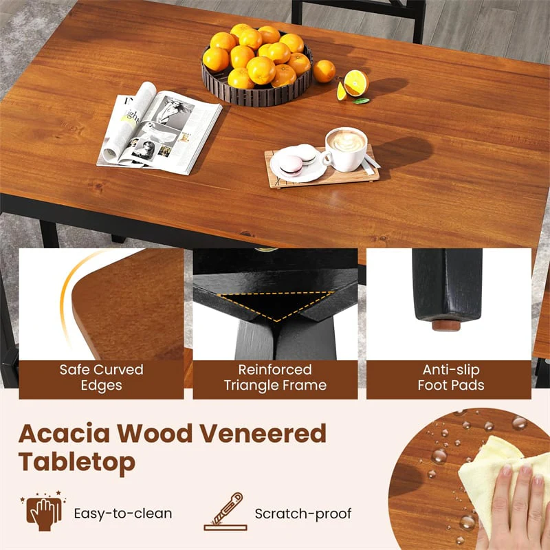 Eletriclife 5-Piece Dining Table Set for 4, Mid-Century Modern Kitchen Table & 4 Chairs