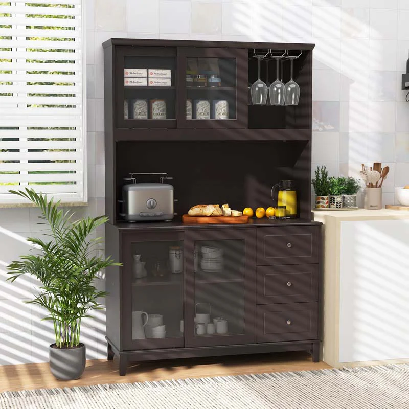 Eletriclife 73 inch Kitchen Pantry Storage Cabinet with LED Lights Power Outlet