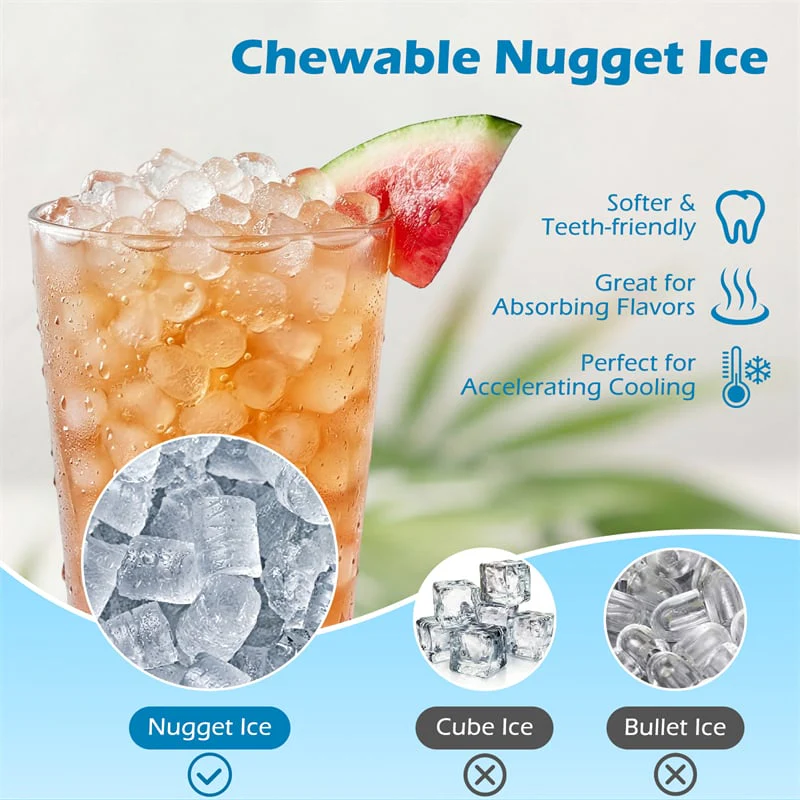 Eletriclife 80 LBS/Day Nugget Ice Maker Countertop Self-Dispensing Chewable Pellet Ice Machine
