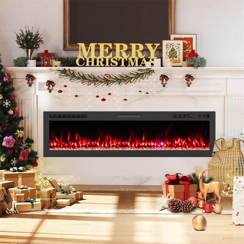 Eletriclife 36-68 Inch Smart WiFi Electric Fireplace Recessed/Wall Mounted Fireplace Heater with 12 Flame & Ember Bed Colors