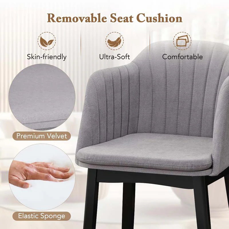 Eletriclife Upholstered Velvet Accent Modern Dining Chairs with Curved Backrests