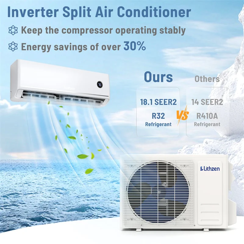 Eletriclife 12000 BTU 18.1 SEER2 208-230V Wifi Smart Mini Split Air Conditioner & Heat Pump System, Cools Up to 600 Sq.Ft