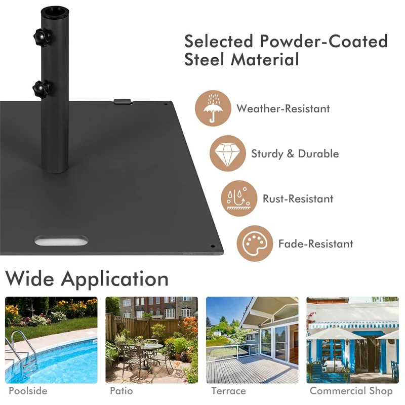 Eletriclife 50 lbs Patio Umbrella Base Stand 24" Square Steel Umbrella Weight with Wheels