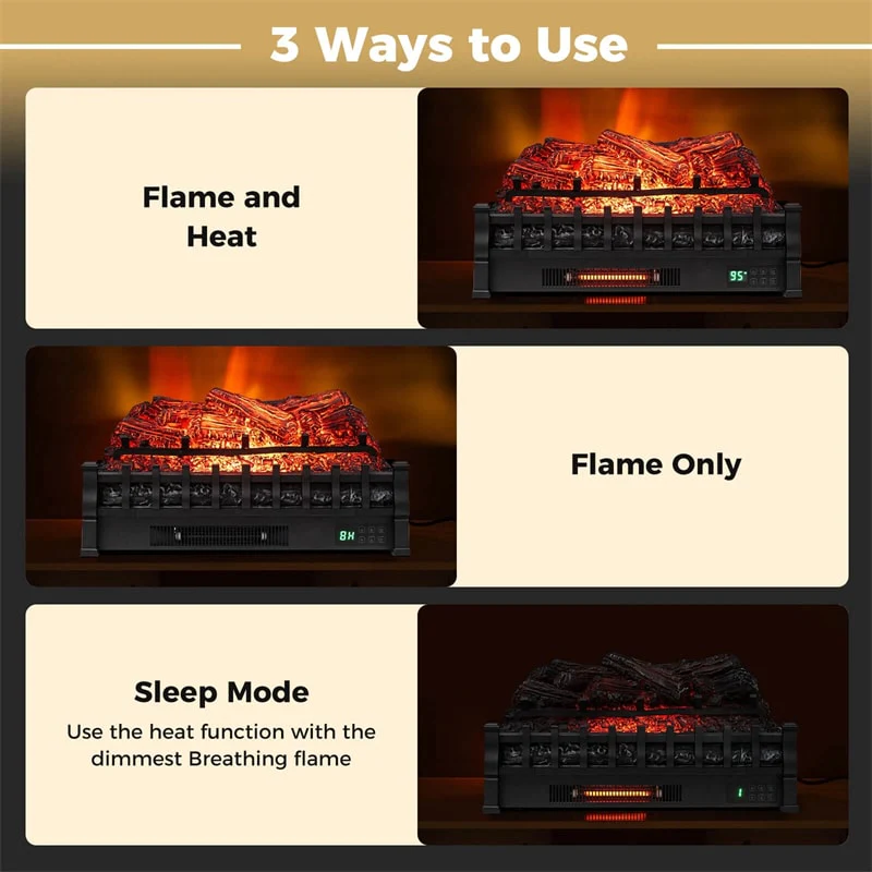 Eletriclife 26" WiFi Electric Fireplace Insert Log Set Infrared Quartz Heater App/Remote Control