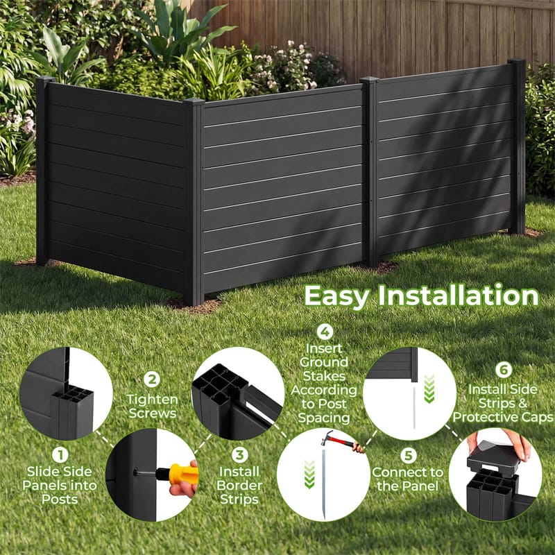 Eletriclife No-Dig Air Conditioner Fence 3/6 Panels Outdoor Privacy Screen Trash Can Enclosure