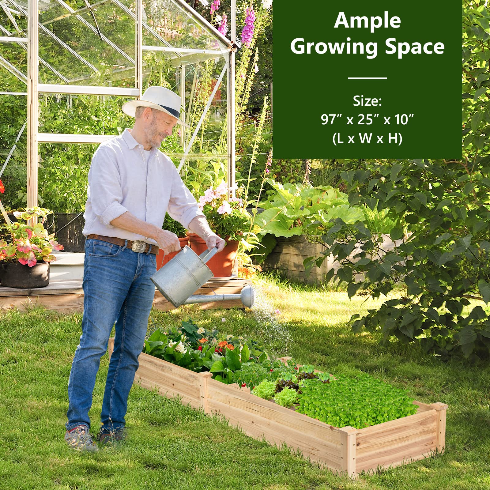 Eletriclife Natural Raised Garden Bed Elevated Planter Box with Open Bottom