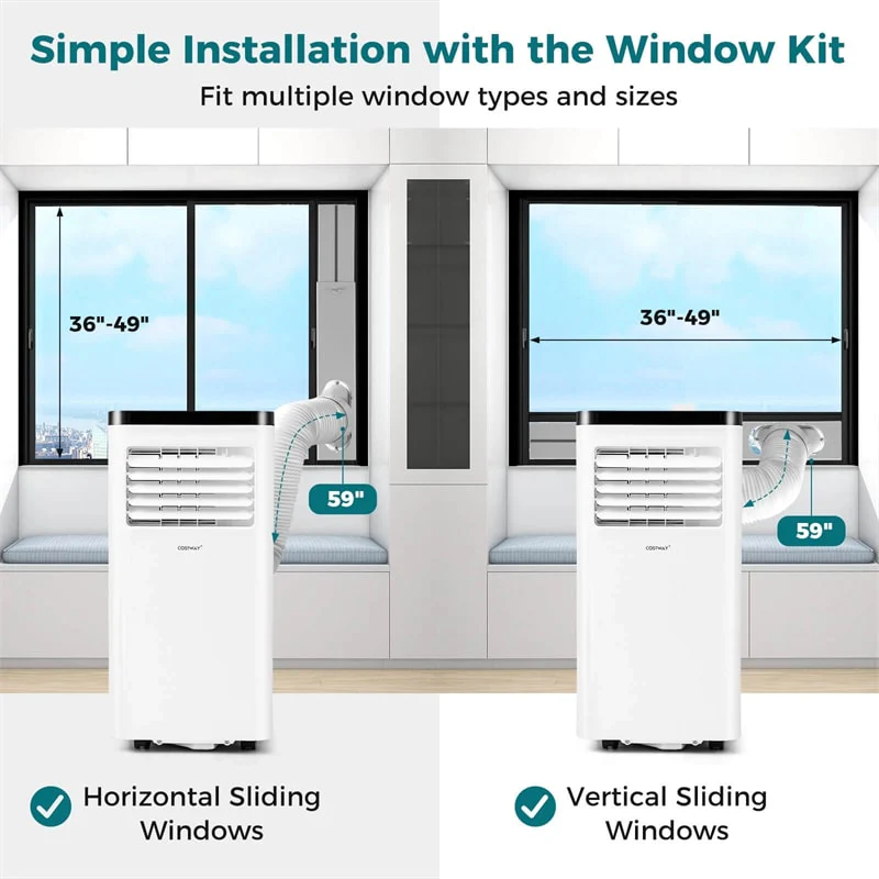 Eletriclife 10000 BTU Portable Air Conditioner with Fan, Dehumidifier & Window Kit