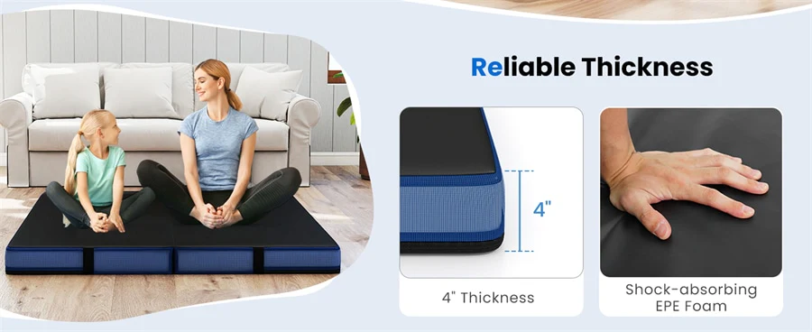 Eletriclife 4" Thick Folding Gymnastic Mat Home Gym Bio-Fold Exercise Tumbling Mat for Aerobics Workout Yoga