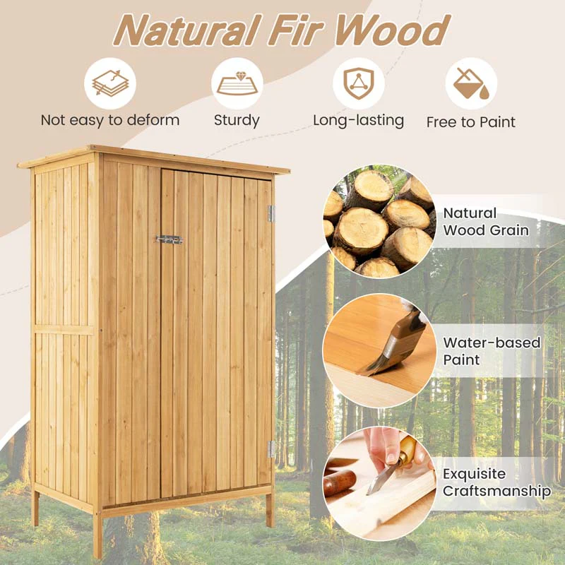 Eletriclife 5 × 3 Feet Outdoor Storage Cabinet with Asphalt Roof and 3 Shelves