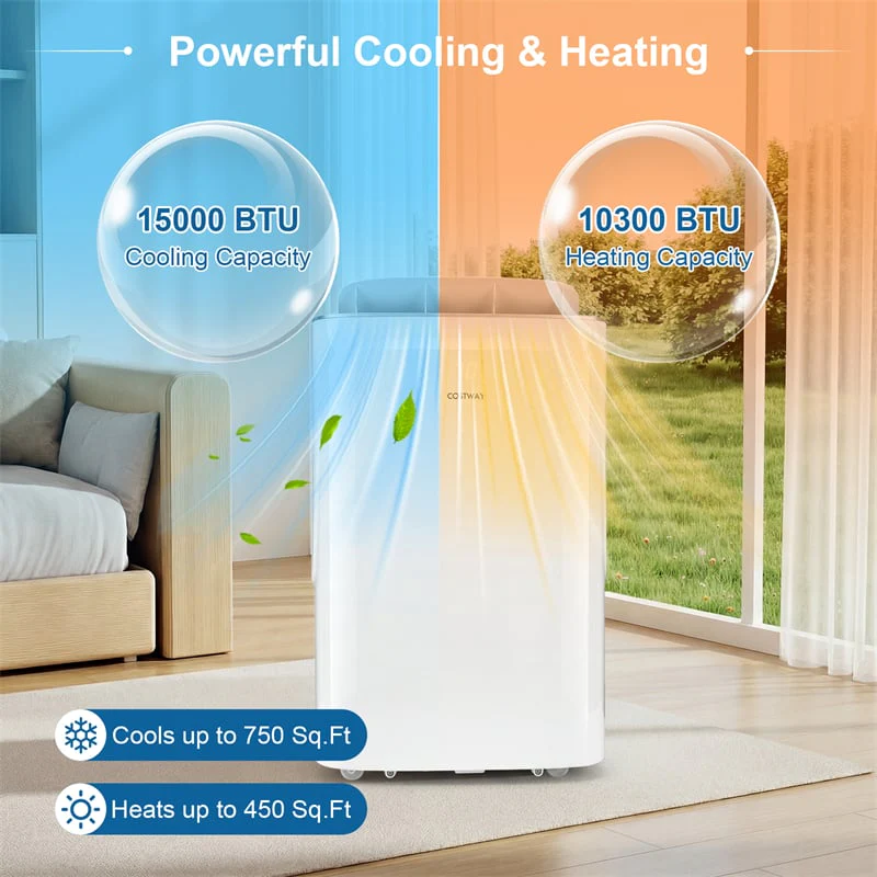 Eletriclife 15000 BTU Inverter Portable Air Conditioner with Heat & WiFi cooling up to 750 sq.ft room
