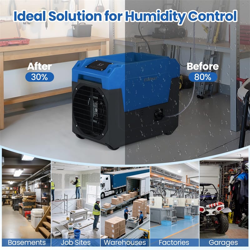 Eletriclife 140 Pints Commercial Dehumidifier with Pump & Portable Industrial for 1800 Sq.Ft Basements Water Damage