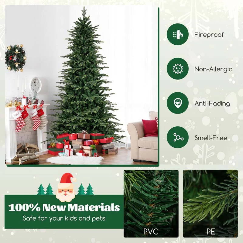 Eletriclife 6/7.5/9 Feet Pre-Lit Artificial Christmas Tree with Warm White LED Lights