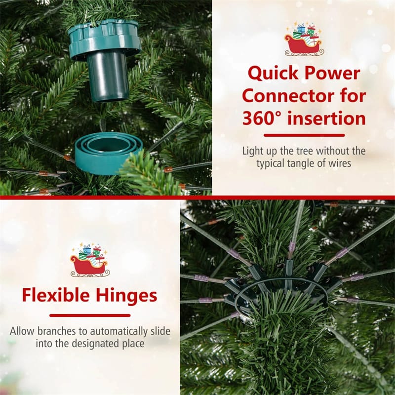 Eletriclife 12 FT Pre-Lit Artificial Christmas Tree with Quick Power Connector & 1030 Warm White LED Lights
