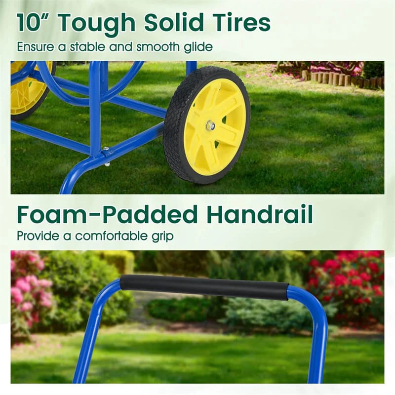 Eletriclife Garden Hose Reel Cart Holds 230FT of 5/8" Hose, Heavy-Duty Hose Cart with 2 Wheels