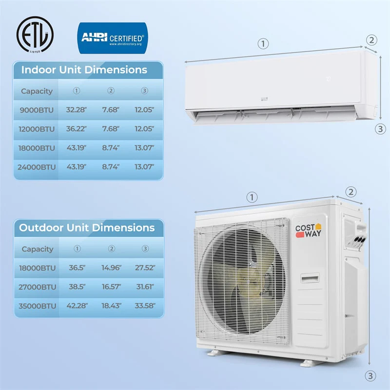 Eletriclife X-Pro 35000 BTU 22.5 SEER2 2 Zone Mini Split Air Conditioner WiFi Enabled Energy Star Inverter Ductless AC & Heat Pump System