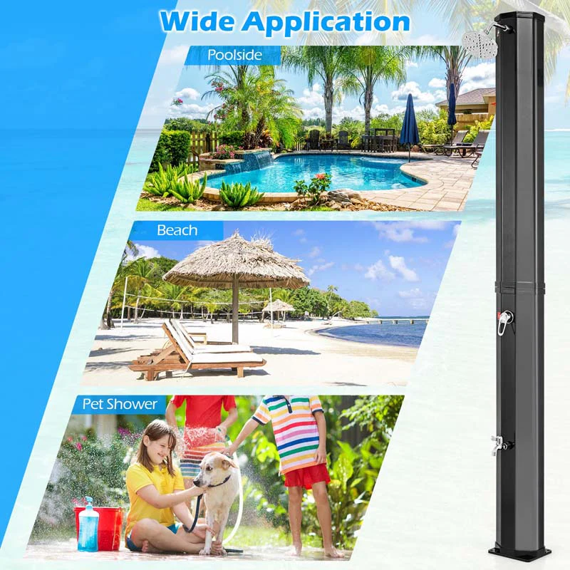 Eletriclife 7.5 Feet 15.9 Gallon Solar Heated Outdoor Shower with Shower Head