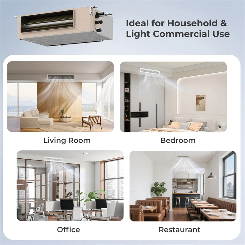 X-Pro 18000 BTU 2 Zone Concealed Ducted Mini Split AC & Heat Pump System