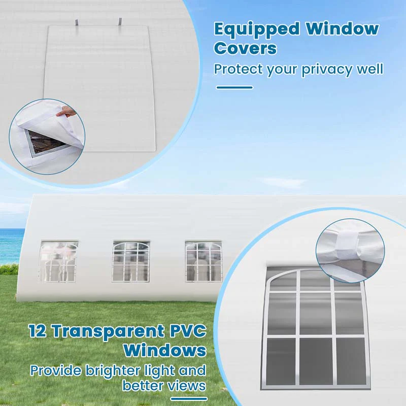Eletriclife 20 x 40 FT Peach Shaped Party Tent Wedding Canopy with Zipper Doors