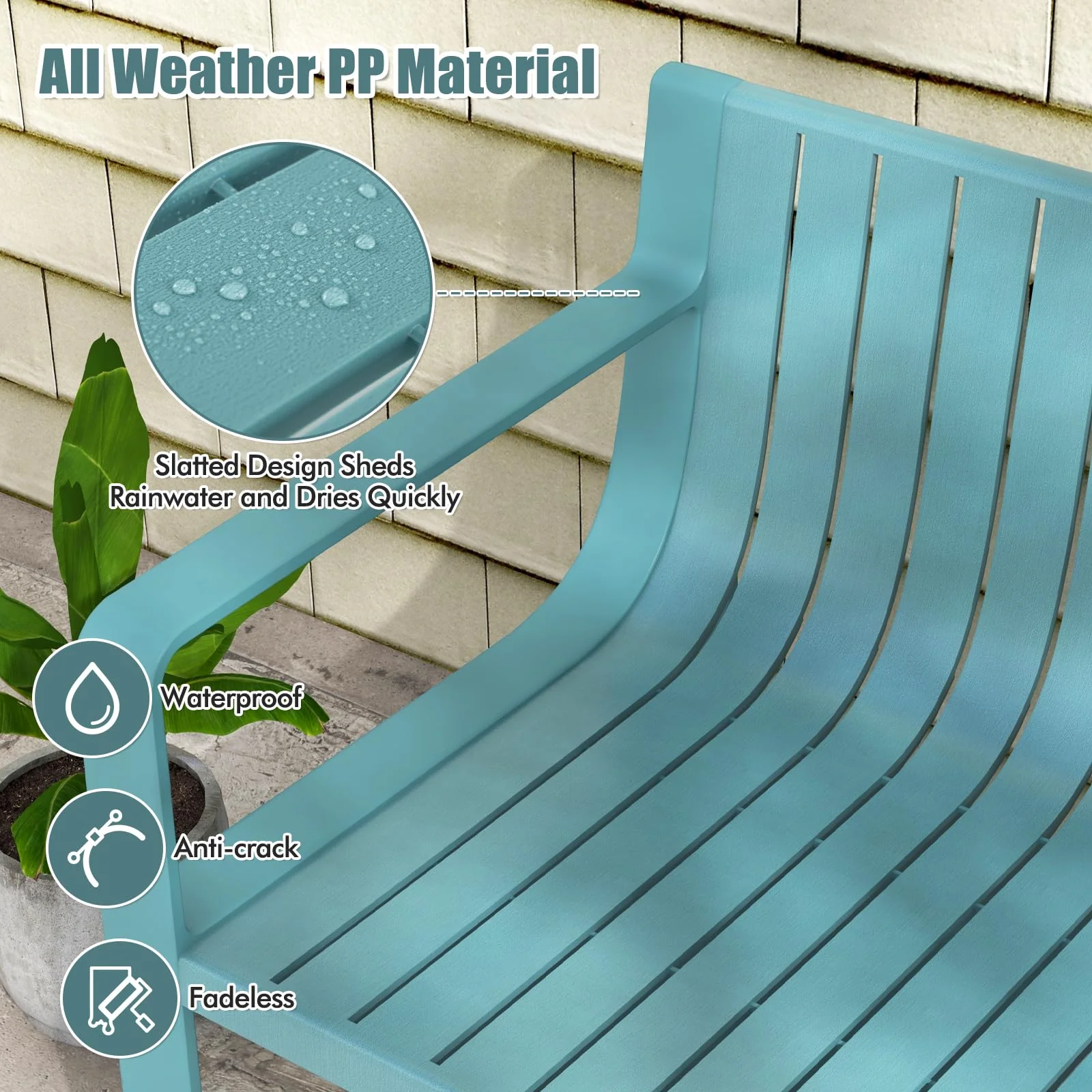 Eletriclife Weather-resistant Plastic 2-Person Bench with Curved Backrest