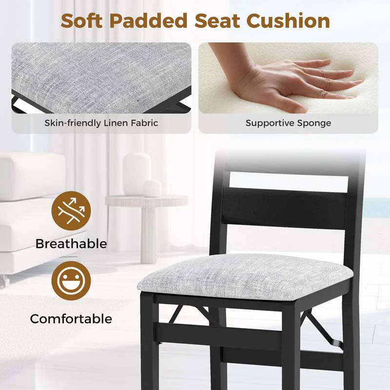 Eletriclife Modern Upholstered Folding Chairs with Comfy Backrest