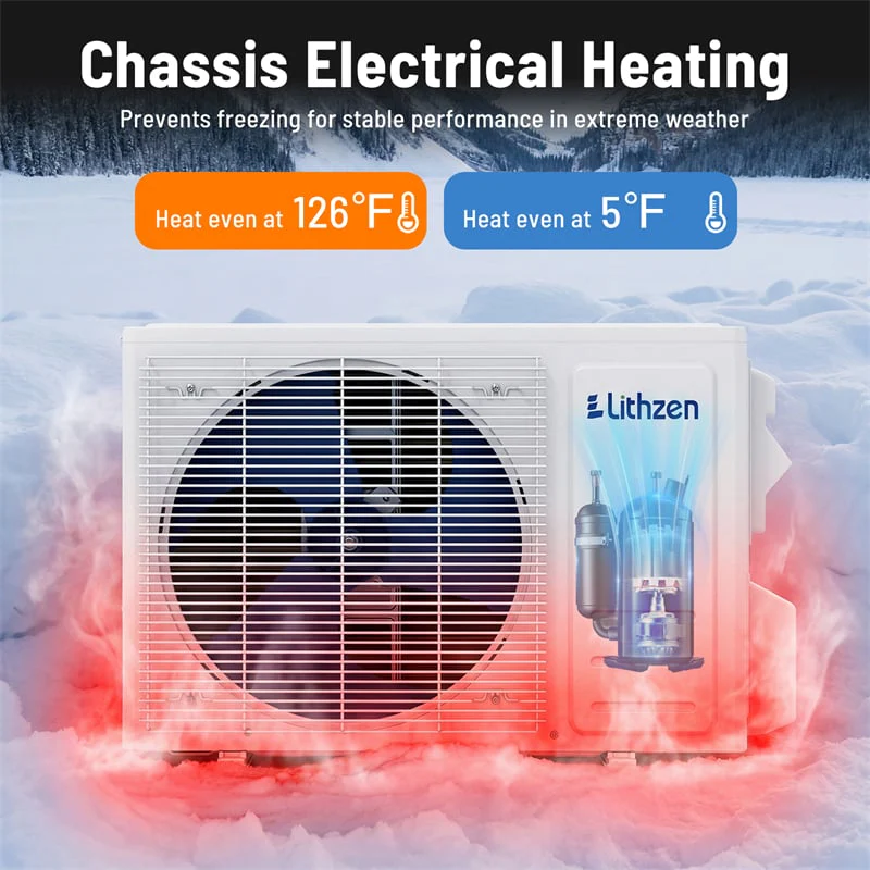 Eletriclife 24000 BTU 18.1 SEER2 208-230V Wifi Smart Mini Split Air Conditioner & 2 Ton Heat Pump System Works with Alexa