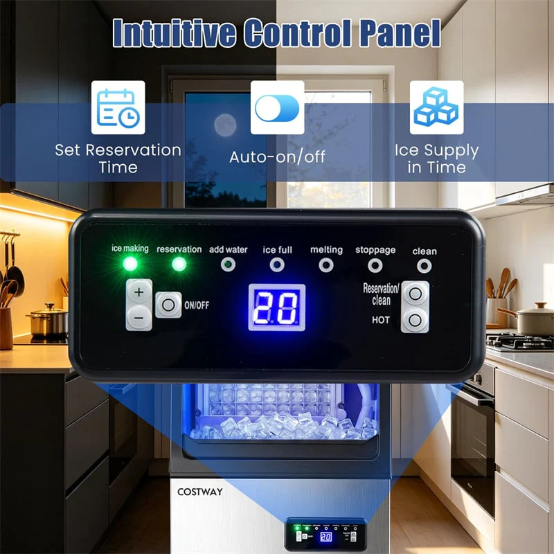 Eletriclife 110 LBS/24H Commercial Ice Maker Stainless Steel Ice Machine with 25 LBS Storage & 36 Cubes in 13 Mins
