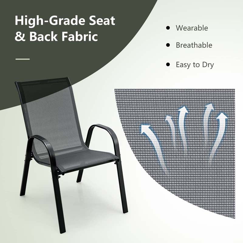 Eletriclife Set of 4 Outdoor Stackable Dining Chairs with All Weather Fabric
