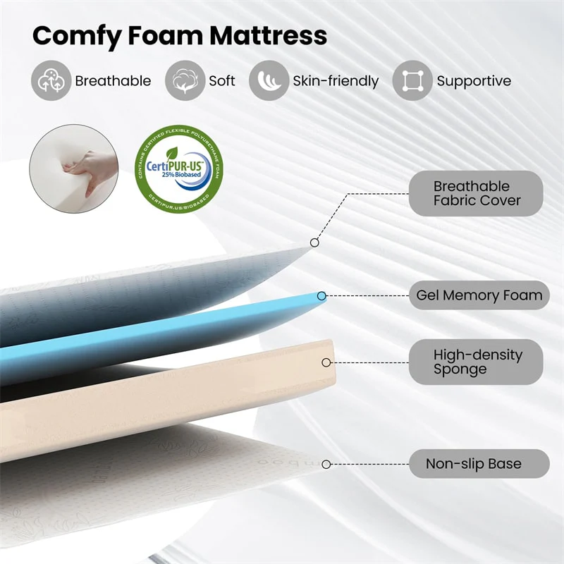 Eletriclife Twin Size Rollaway Folding Guest Bed with Memory Foam Mattress for Small Spaces