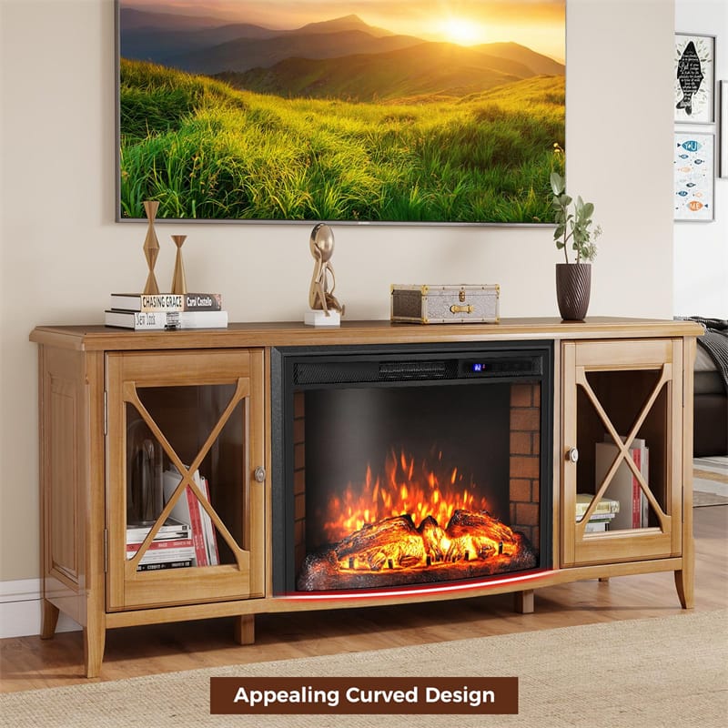 Eletriclife 26" Curved Electric Fireplace Insert 750W/1500W Recessed Heater with Remote Control & Adjustable Flame