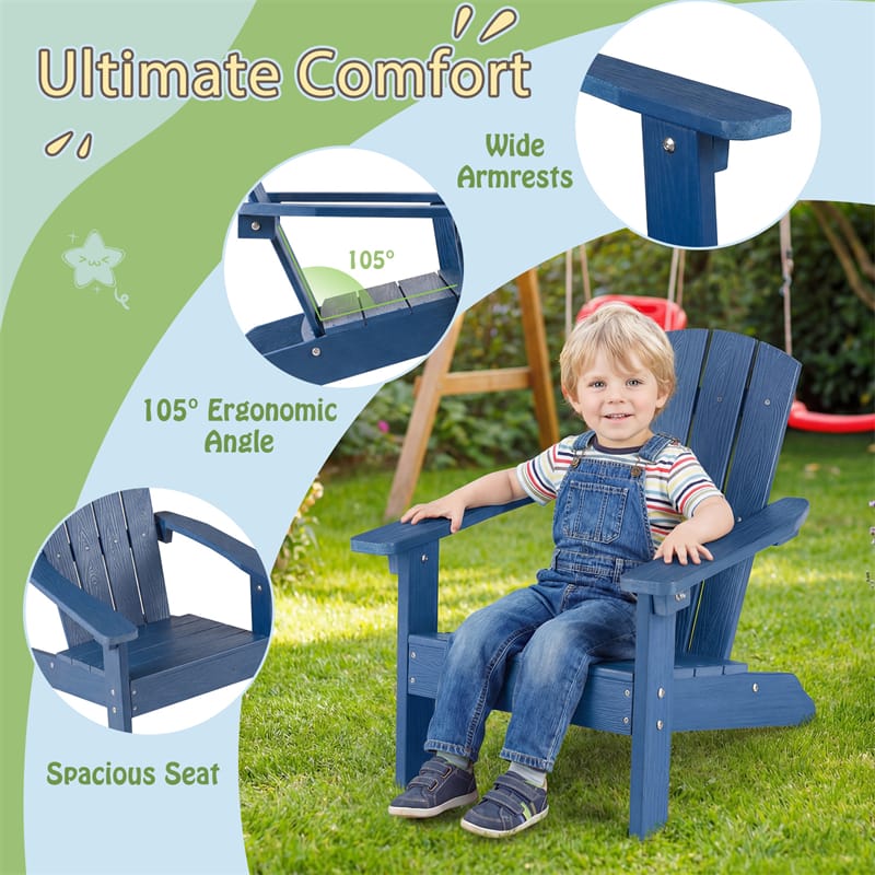 Eletriclife Kids Adirondack Chair All-Weather HIPS Outdoor Chair with Ergonomic High Backrest