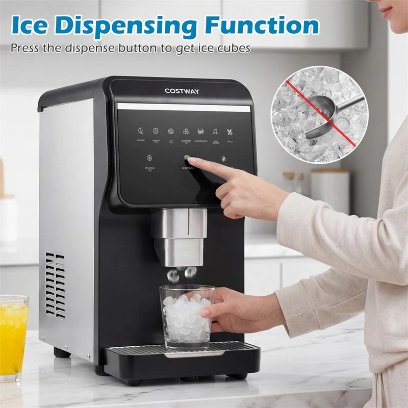 Eletriclife 80 LBS/Day Nugget Ice Maker Countertop Self-Dispensing Chewable Pellet Ice Machine