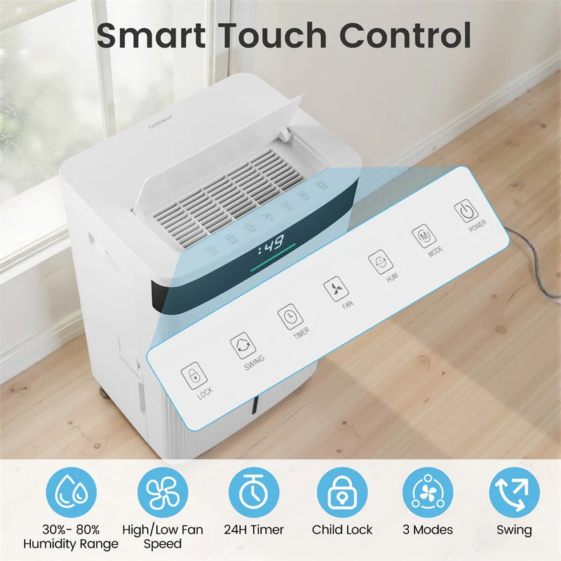 Eletriclife 4500 Sq.Ft 74 Pints Dehumidifier for Home & Basement with 24H Timer & Auto Defrost