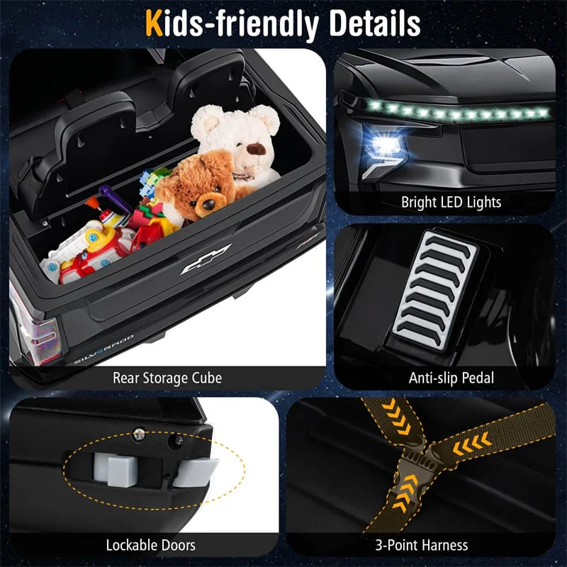 Eletriclife 12V Ride-On Car Licensed Chevrolet Ride On Truck Kids Electric Vehicle with Remote Control & Storage