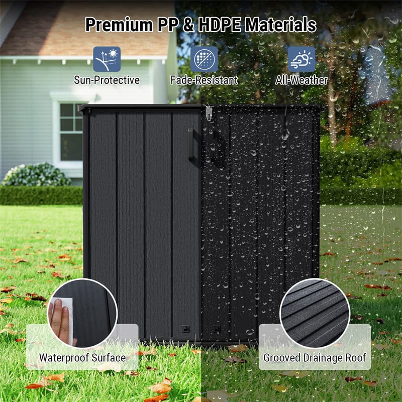 Eletriclife 175 Gallon Outdoor Storage Shed All-Weather Resin Patio Storage Box with Floor & Removable Shelf