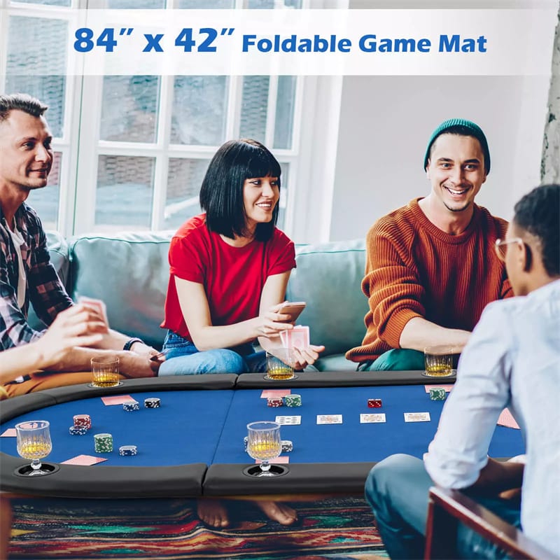 Eletriclife 82" x 42" 10-Player Triple-Fold Poker Table Top Portable Padded Oval Poker Card Table Topper