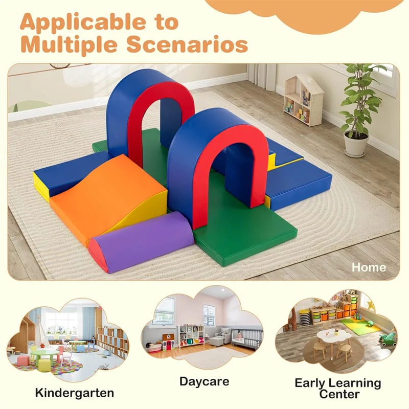 Eletriclife 10-Piece Foam Climbing Blocks Soft PU Leather Play Gym Lightweight Baby Climber Structure