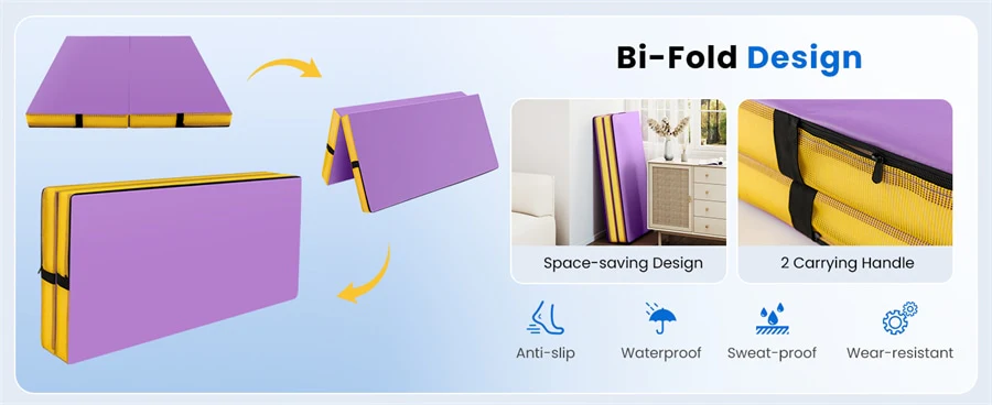 Eletriclife 4" Thick Folding Gymnastic Mat Home Gym Bio-Fold Exercise Tumbling Mat for Aerobics Workout Yoga