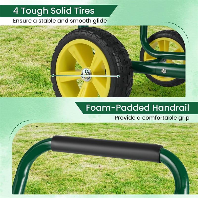 Eletriclife Heavy Duty Metal Garden Hose Reel Cart Holds 300FT of 5/8" Hose with 4 Wheels