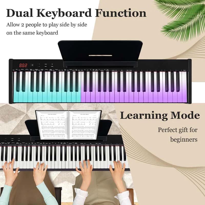Eletriclife 61-Key Portable Electronic Keyboard Digital Piano Set with Stand and Stool