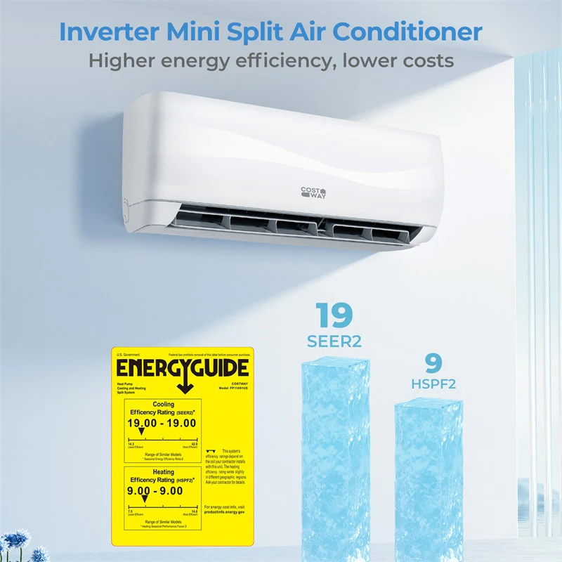 Eletriclife 18000BTU 19 SEER2 208-230V Inverter Ductless Mini Split AC Heat Pump System with Full Installation Kit