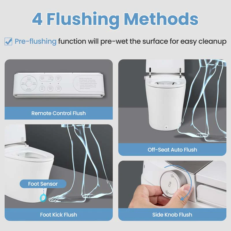 Eletriclife One-Piece Smart 1.28 GPF Elongated Bidet Toilet Seat with Night Light