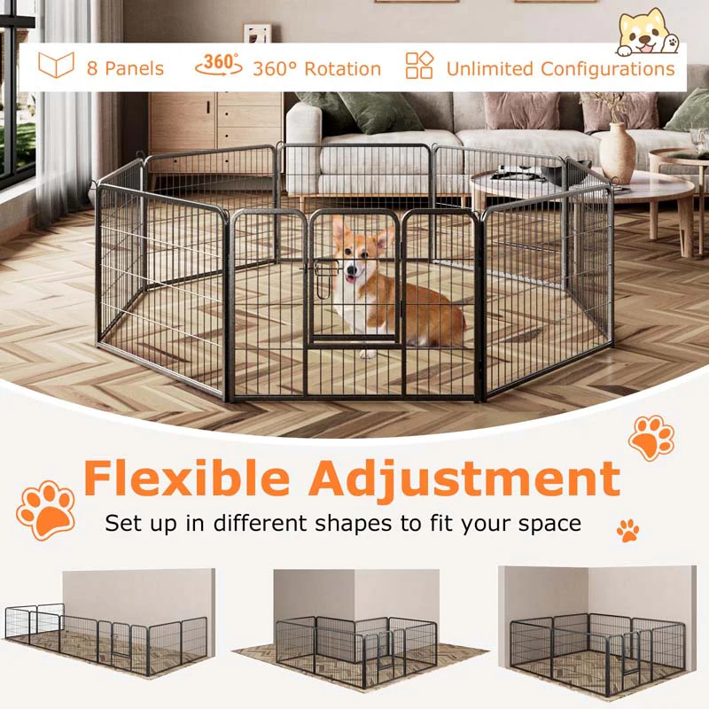 Eletriclife 16 Panel Height Dog Playpen with Lock and Large Door