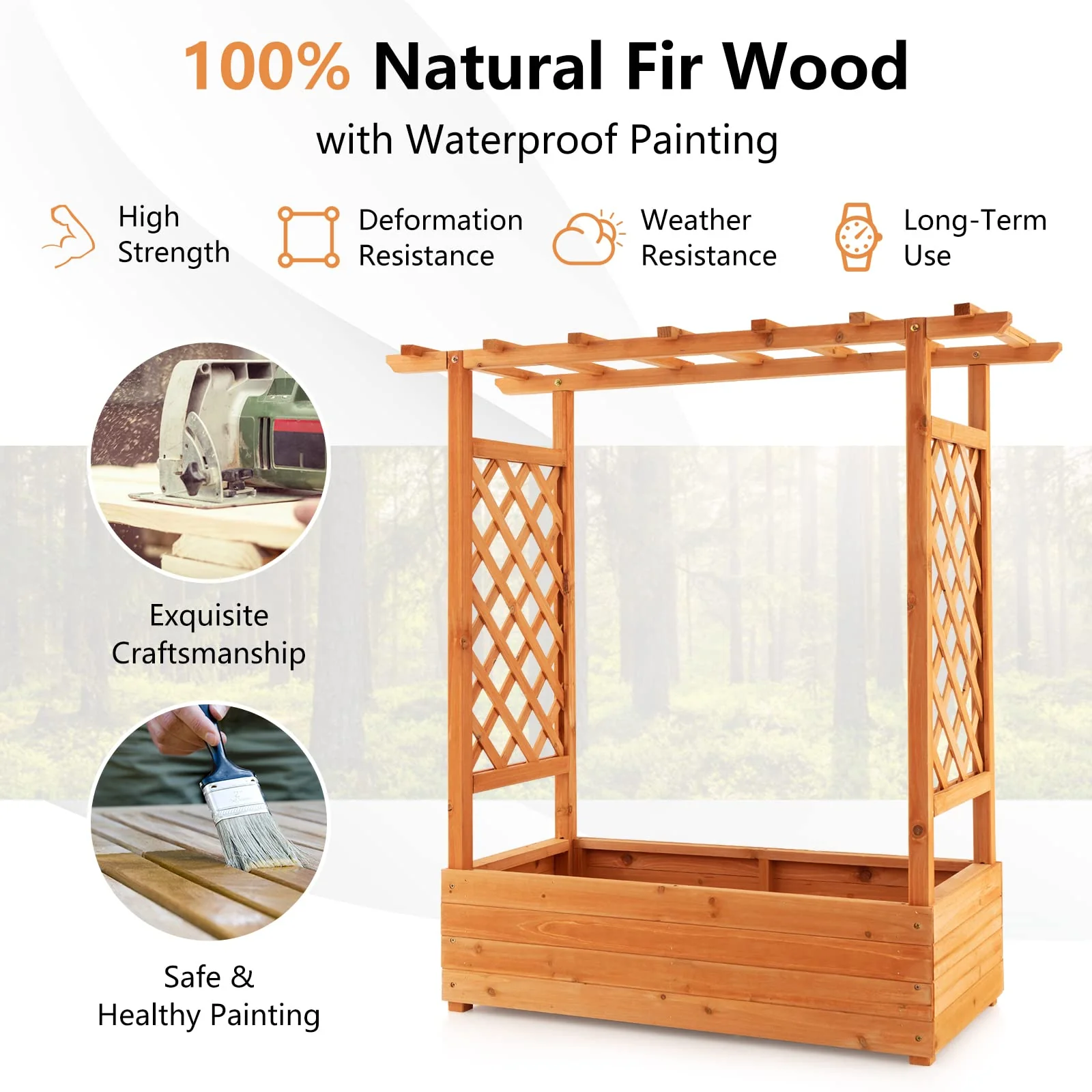 Eletriclife Raised Garden Bed with Trellis & Hanging Roof
