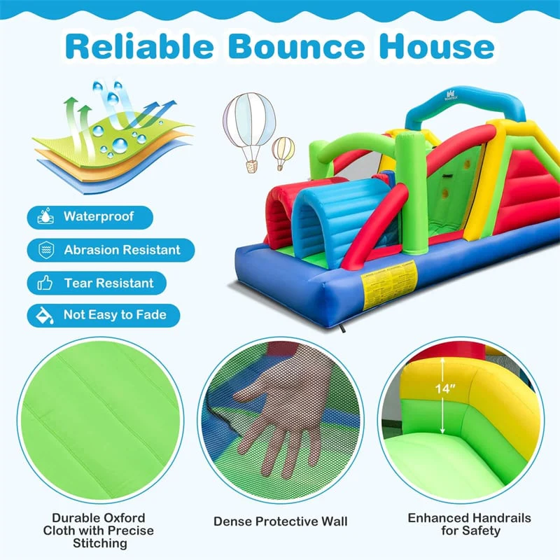Eletriclife Big Kids Inflatable Obstacle Course Bounce House w/ Dual Slides & Tunnels for Inoor Outdoor Backyard Fun