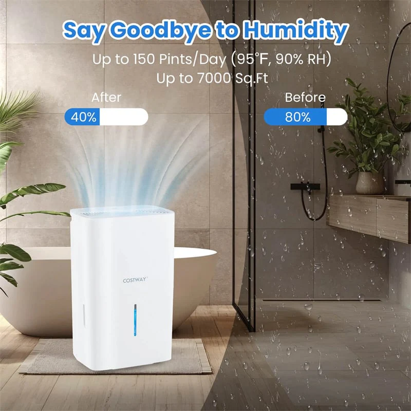 Eletriclife 150 Pints Energy Star Dehumidifier with Pump & 7000 Sq.Ft Portable for Home Basement
