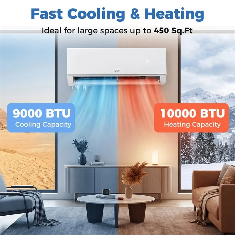 Eletriclife Blast Pro 9000 BTU Wifi Enabled Mini Split Air Conditioner & Heater, Energy Efficient Inverter Ductless AC