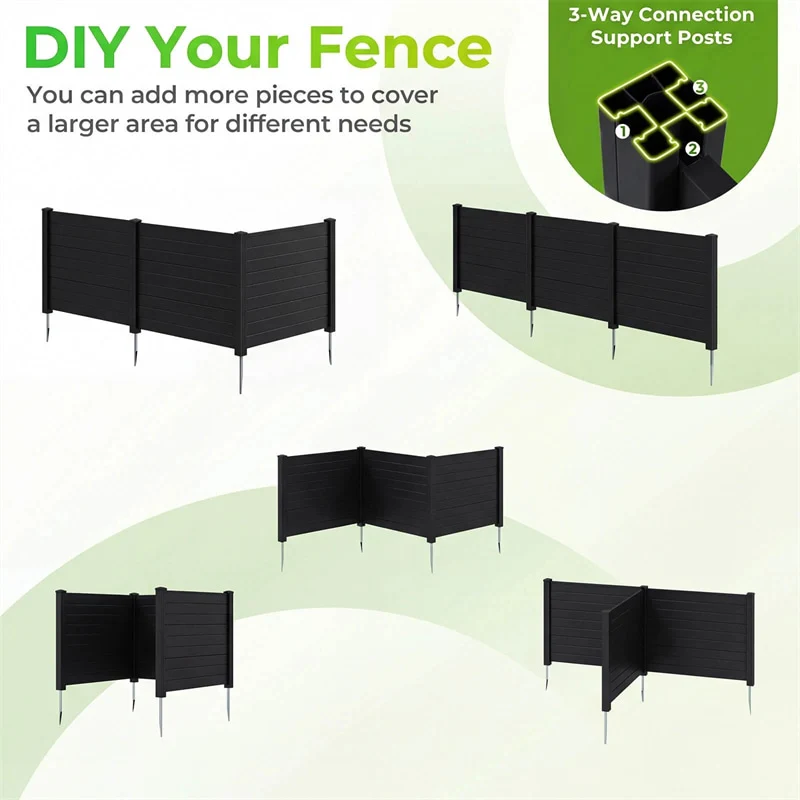 Eletriclife No-Dig Air Conditioner Fence 3/6 Panels Outdoor Privacy Screen Trash Can Enclosure