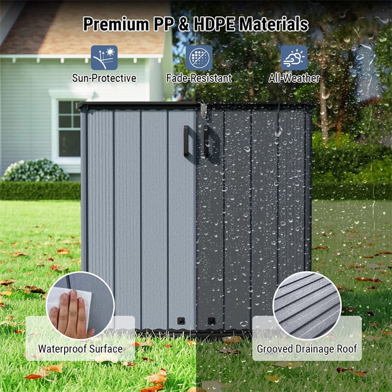 Eletriclife 23.5 Cu.ft Outdoor Storage Shed All-Weather Resin Patio Deck Box with Floor for Garden Tools & Pool Accessories