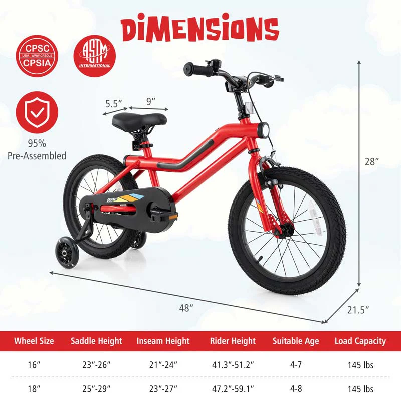 Eletriclife LED Lighted Kids Bike with Training Wheels and Headlight