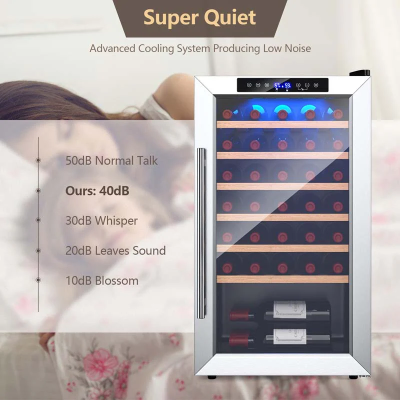 Eletriclife 20 Inch Wine Cooler 33 Bottles Wine Refrigerator with Tempered Glass Door